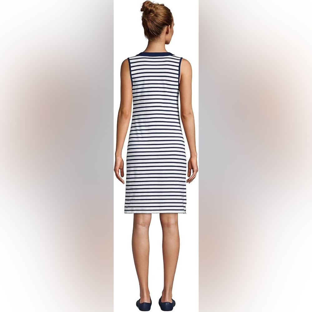 Lands End Navy White Striped Tank Dress Sz S - Picture 6 of 9